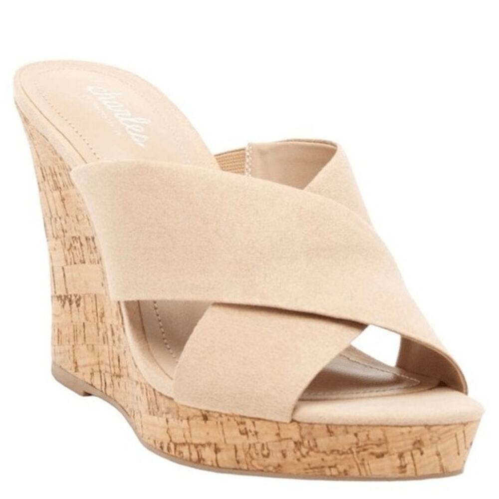 New Charles by Charles David Women’s Latrice Crisscross Cork Wedge Sandals